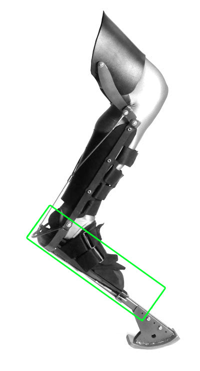 Heel assembly for reverse leg stilts